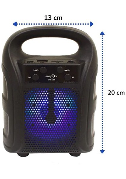 Tutmalı Mini Hoparlör Işıklı Taşınabilir Bluetooth Wireless Radyolu Sd Kart ve USB Girişli Hoparlör (3791)