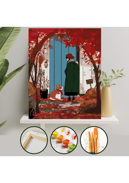 Sayılarla Boyama Tuval Seti Fırça Boya Dahil (Çıtalı) 40X50 cm - Sonbahar