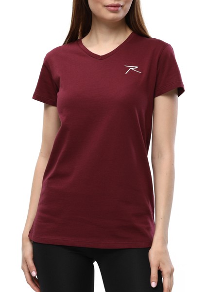 Kadın %100 Pamuk T-Shirt Mulıer Bordo fiyatları