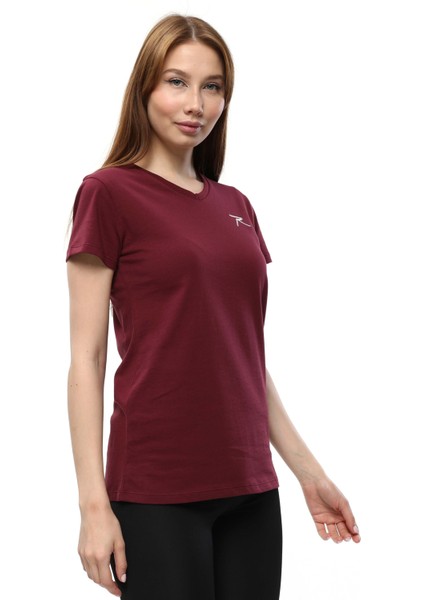 Kadın %100 Pamuk T-Shirt Mulıer Bordo modelleri