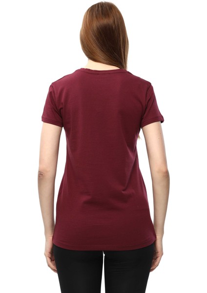 Kadın %100 Pamuk T-Shirt Mulıer Bordo fırsatları