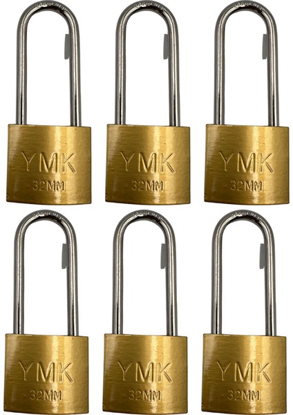 Ymk Kancalı Asma Kilit Uzun Sarı 32 mm 1 Paket (6 Adet)