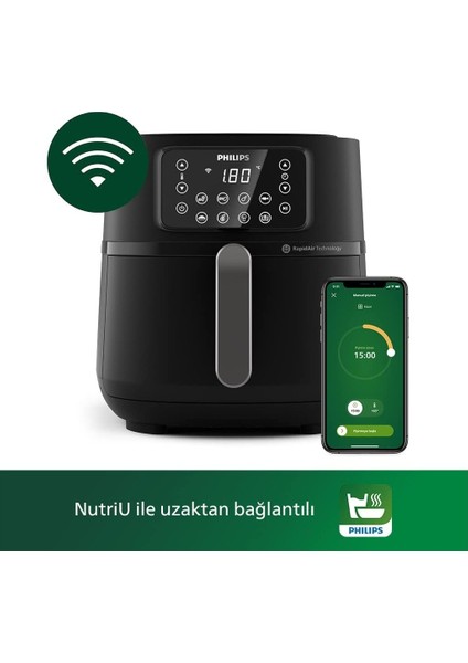 Airfry 5000 Serisi Xxl Connected 7.5 Litre Fritöz Pişirme Tepsisi ve Izgara Plaka Hediyeli