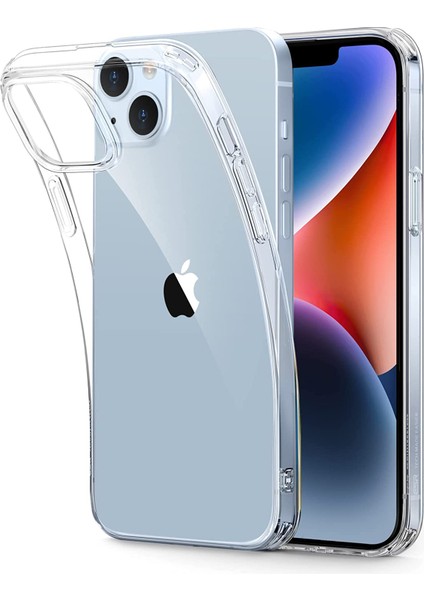 Caseworld Apple iPhone 14 Plus ile Uyumlu Kapak 1mm Süper Silikon Şeffaf Kılıf