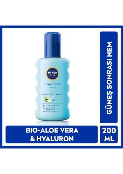 Sun Güneş Sonrası 48 Saat Nemlendirici Sprey 200 ml,Aleo Vera & Hyaluron İçerir