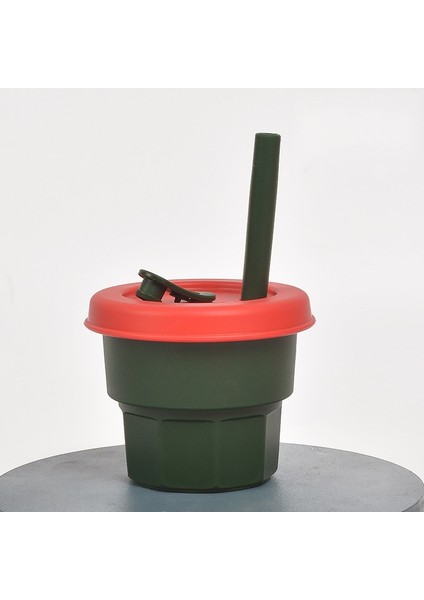 Saman Kupası Mürekkep Yeşil Kupası + Koyu Kırmızı Kapak (300ML) (Yurt Dışından)