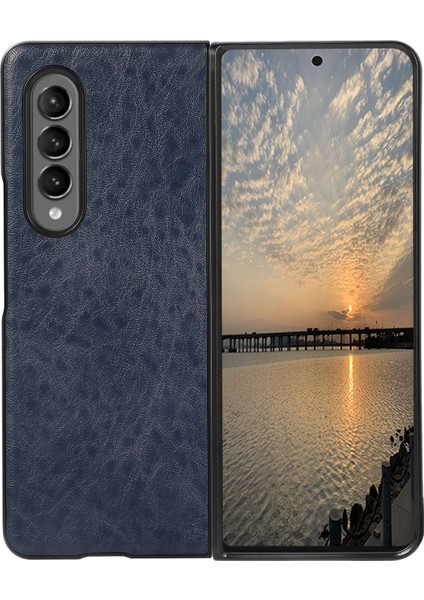 Samsung Galaxy Z Fold3 5g Çılgın At Doku Kılıfı Mavi (Yurt Dışından)