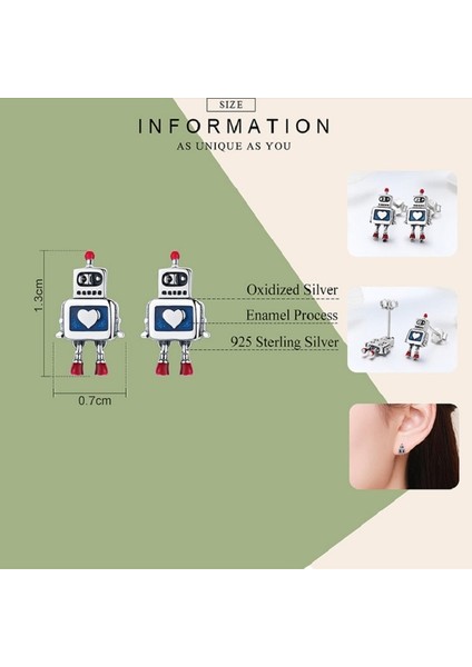 Robot S925 Sterling Silver Earrings (Yurt Dışından) indirimleri
