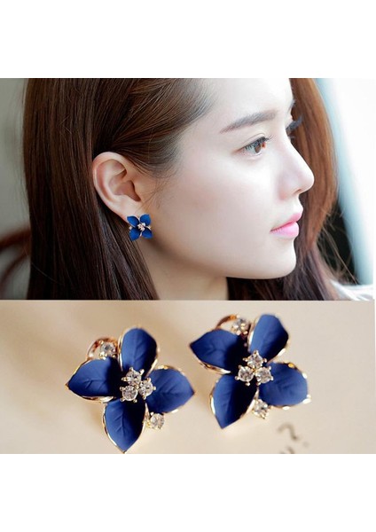 Tasarım Kadın Kamler Bohem Küpe (Blue With White Crystal) (Yurt Dışından) fırsatları