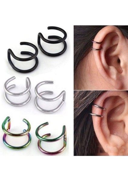 3 Adet Kulak Klip U Şekil Küpe Burun Klip Oymak (Black) (Yurt Dışından)