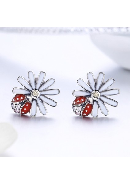 Sterling Silver Ladybug Flower Earrings (Yurt Dışından) fiyatları