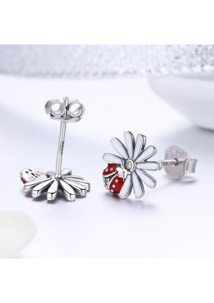 Sterling Silver Ladybug Flower Earrings (Yurt Dışından) modelleri