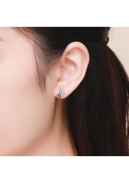 Sterling Silver Ladybug Flower Earrings (Yurt Dışından) indirimleri