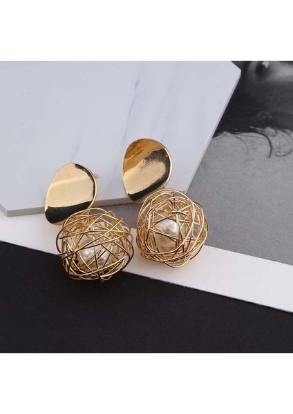 Geometrik Asılı Dangle Küpe (Gold) (Yurt Dışından) fiyatları