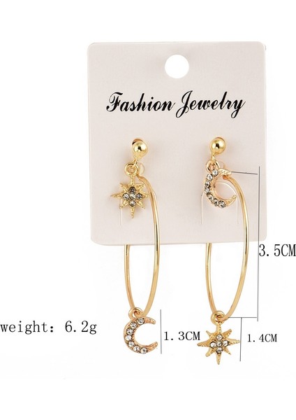Bayanlar Kristal Küper Yıldız Ay Kulak Yüzük Takım (Gold) (Yurt Dışından) modelleri