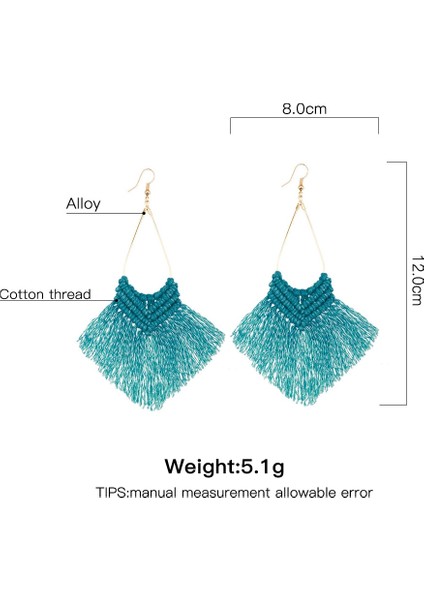 2 Pairs Bohemian Püskül Küpe, Renk: Koyu Yeşil (Yurt Dışından) fiyatları
