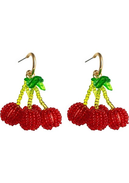 2 Pairs Kristal Boncuklu Kiraz Küpe (Yurt Dışından)