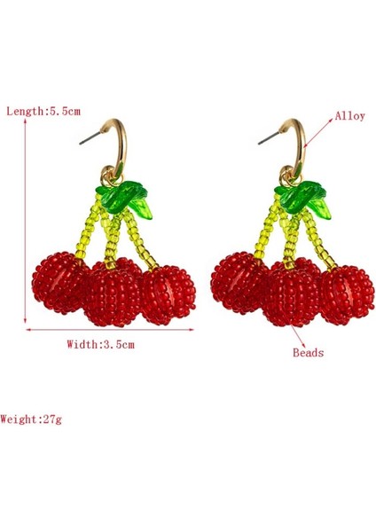 2 Pairs Kristal Boncuklu Kiraz Küpe (Yurt Dışından) modelleri