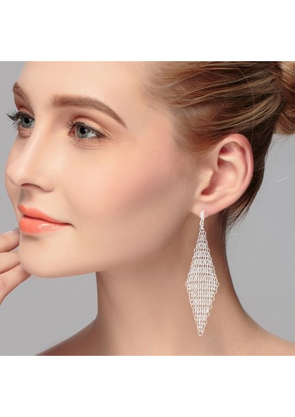 Moda Kraliçe Mizaç Rhombus Örgü Küpe (Gümüş) (Silver) (Yurt Dışından)