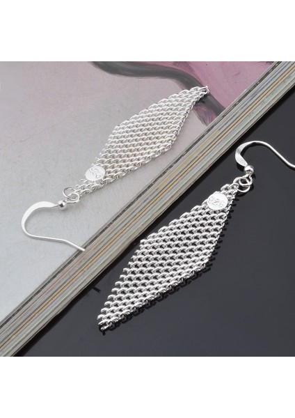 Moda Kraliçe Mizaç Rhombus Örgü Küpe (Gümüş) (Silver) (Yurt Dışından) modelleri