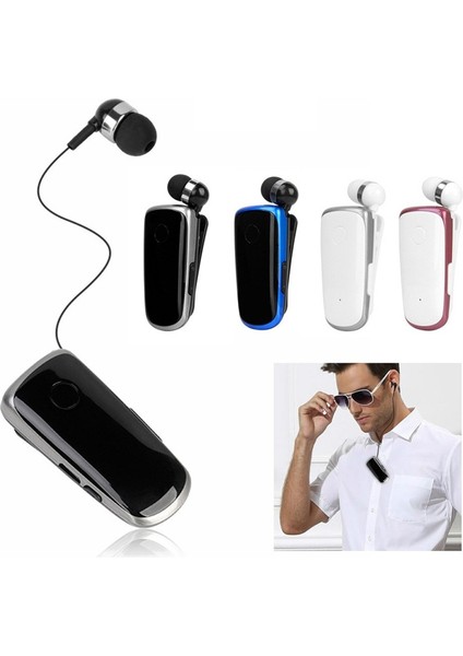 K39 Titreşimli Uyarı Giyim Klipsleri Eller Bluetooth Kulaklık Siyah (Yurt Dışından)