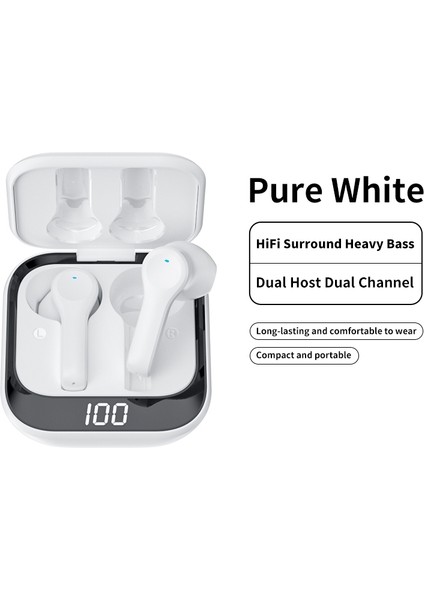 K08 Wiress Bluetooth 5.0 Stereo Binaural Kulaklık Beyaz (Yurt Dışından)