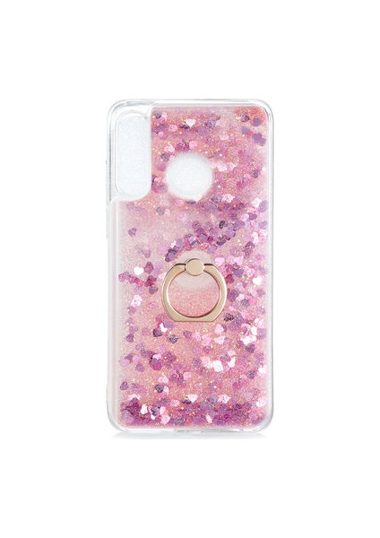 Huawei P Smart S (Y8P) Kılıf Sıvılı Simli Yüzüklü Kapak