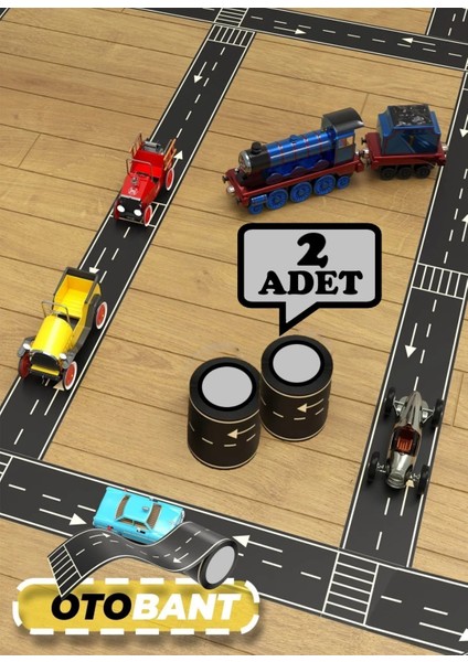 Oyuncak Otobant 2 Adet Eğitici ve Eğlenceli Yol Yapım Road Tape Şerit Oyun Bandı