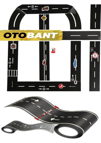 Oyuncak Otobant 2 Adet Eğitici ve Eğlenceli Yol Yapım Road Tape Şerit Oyun Bandı