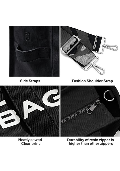 Kadın Çanta Kanvas Düz Renk Alfabe Tote Çanta Büyük Kapasiteli El Çantası Tek Omuz Çantası (Yurt Dışından) fırsatları