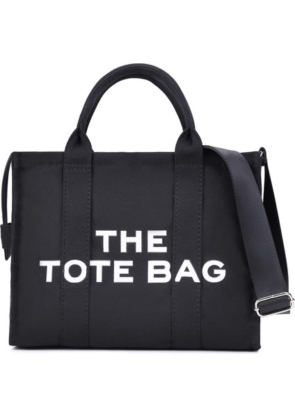 Kadın Çanta Kanvas Düz Renk Alfabe Tote Çanta Büyük Kapasiteli El Çantası Tek Omuz Çantası (Yurt Dışından)