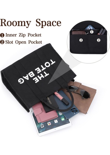 Kadın Çanta Kanvas Düz Renk Alfabe Tote Çanta Büyük Kapasiteli El Çantası Tek Omuz Çantası (Yurt Dışından) fırsatları