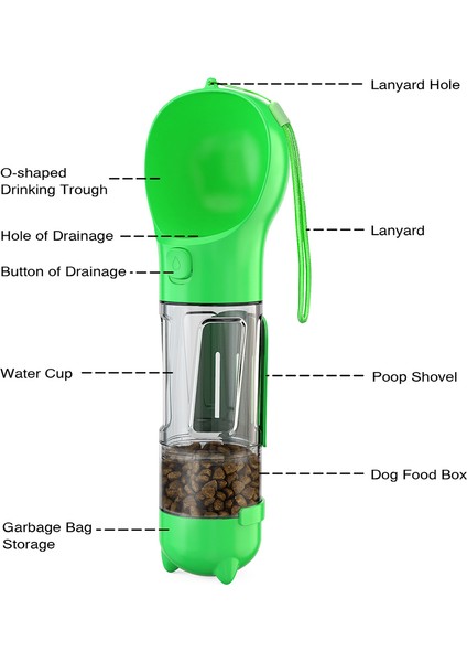 Taşınabilir Köpek 300ML Su Şişesi Pet Puppie Doggie Gıda Saklama Kutusu (Bpa Içermeyen, Fda Sertifikalı), Kaka Torbası Dağıtıcısı (Yurt Dışından) fırsatları