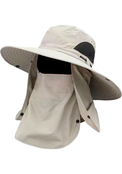 Çıkarılabilir Boyun Flep Kapağı ile Balıkçı Şapka Avcılık Kadın Erkekler Bej Yürüyüş (Yurt Dışından) modelleri