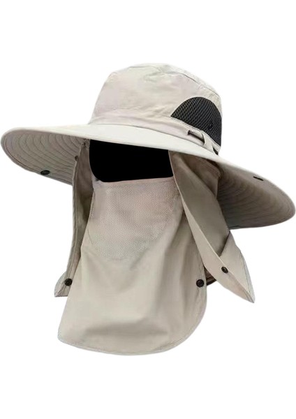 Çıkarılabilir Boyun Flep Kapağı ile Balıkçı Şapka Avcılık Kadın Erkekler Bej Yürüyüş (Yurt Dışından) indirimleri