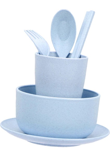 6pcs Buğday Saman Yemek Takımı Seti Yemek Çubukları Ofis Piknik Yetişkinleri Mavi Için Çatallar (Yurt Dışından) fiyatları