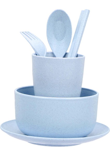 6pcs Buğday Saman Yemek Takımı Seti Yemek Çubukları Ofis Piknik Yetişkinleri Mavi Için Çatallar (Yurt Dışından) modelleri