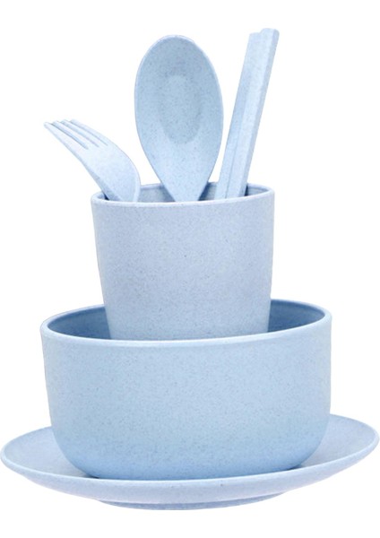 6pcs Buğday Saman Yemek Takımı Seti Yemek Çubukları Ofis Piknik Yetişkinleri Mavi Için Çatallar (Yurt Dışından) fırsatları