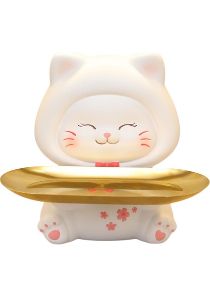 Hayvan Reçine Heykeli Heykelcik Saklama Kutusu Heykelleri Kedilere Hizmet Veren Anahtar Takı Sahibi 17.5X18.5X18CM (Yurt Dışından)