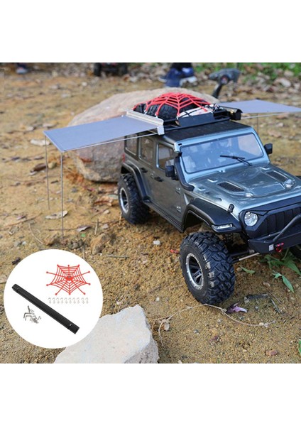 1:10 1: 8 Çatı Üst Çadır Tente + Bagaj Net SCX10 Trx4 D90 Için Paletli Araba Siyah Kırmızı (Yurt Dışından)
