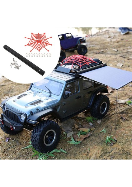1:10 1: 8 Çatı Üst Çadır Tente + Bagaj Net SCX10 Trx4 D90 Için Paletli Araba Siyah Kırmızı (Yurt Dışından)