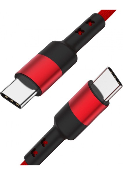 Esnek USB C Veri Hattı Kablosu Örgülü Erkek Akıllı Telefonlar Için Erkek Dizüstü Bilgisayarlar 200CM Kırmızı (Yurt Dışından)