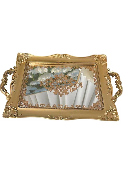 Ayna Dekoratif Tepsi Makyaj Organizatörü Çok Fonksiyonlu Kozmetik Depolama 37CMX23.5CM Aureate 1 (Yurt Dışından)