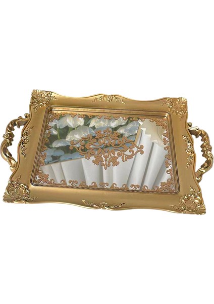 Ayna Dekoratif Tepsi Makyaj Organizatörü Çok Fonksiyonlu Kozmetik Depolama 37CMX23.5CM Aureate 1 (Yurt Dışından) modelleri