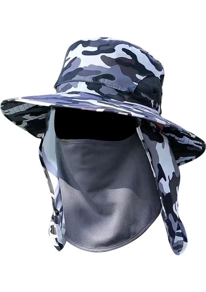 Çıkarılabilir Boyun Flep Kapağı ile Balıkçı Şapkası Avcılık Kadın Erkekler Mavi Multi Yürüyüş (Yurt Dışından)