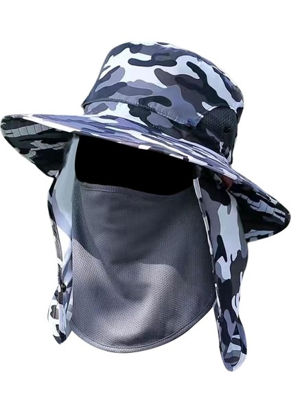 Çıkarılabilir Boyun Flep Kapağı ile Balıkçı Şapkası Avcılık Kadın Erkekler Mavi Multi Yürüyüş (Yurt Dışından) indirimleri