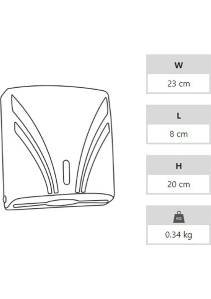 Zha-2 Z Katlama Attan Çekme Kağıt Havlu Dispenseri Havluluk - Şeffaf Füme - 23 Cm. - 1 Adet