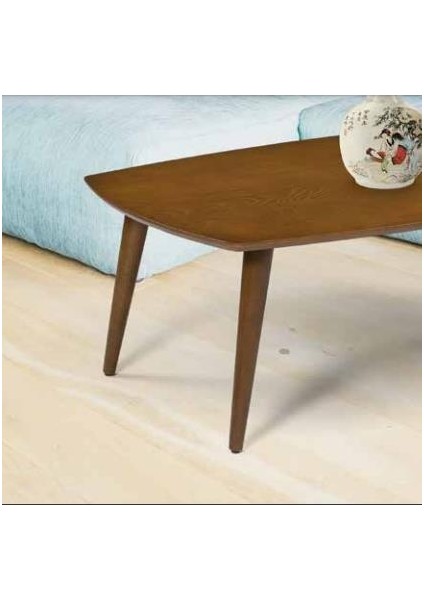 Orta Sehpa Osm Oval Model Kayın Torna Retro Ayak Parlak Ceviz Tabla Itinalı Paket ve Kargo Kutu Da Sevk