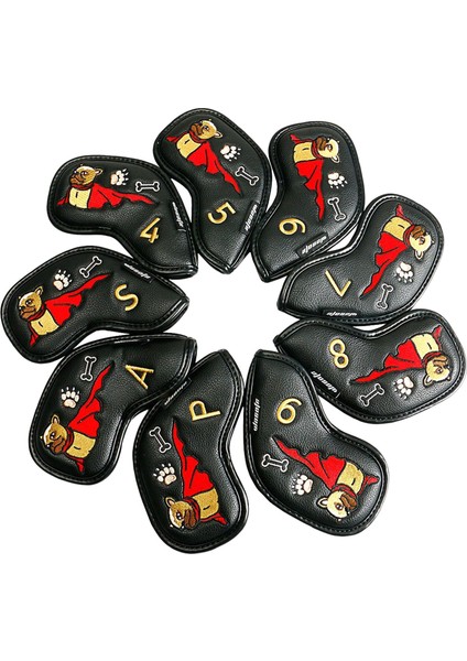 9 Adet Kulüp Kafa Kapağı Nakış Numarası 4,5,6,7,8,9, P, A, S Golf Demir Başlık Siyah (Yurt Dışından)