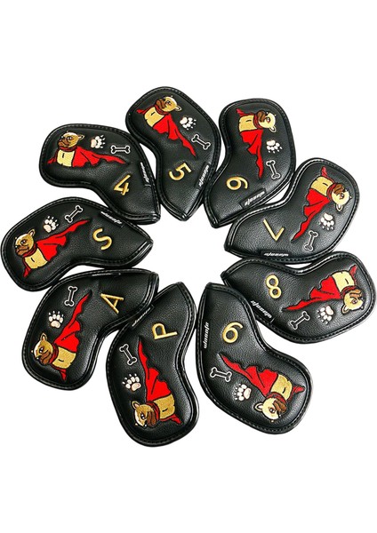 9 Adet Kulüp Kafa Kapağı Nakış Numarası 4,5,6,7,8,9, P, A, S Golf Demir Başlık Siyah (Yurt Dışından)